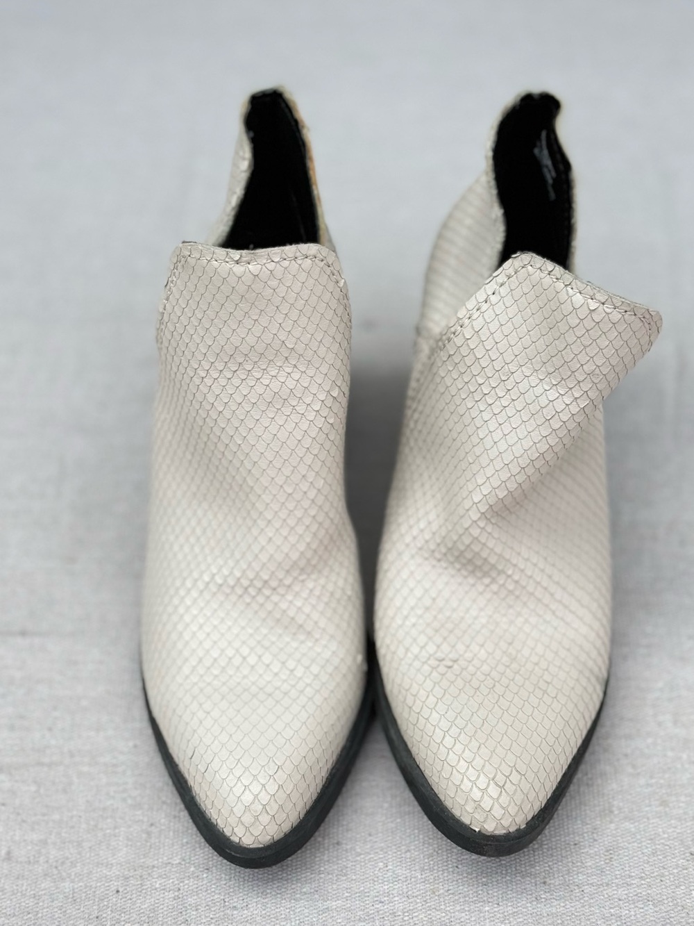 Steve Madden Creamy White Textured Pointed Ankle Booties